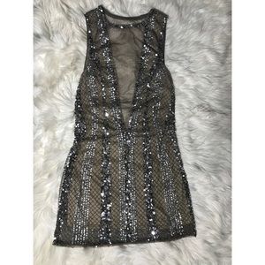 Tobi Deep V sequin dress